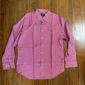 Charles Tyrwhitt Men's L Pink Button Up Polo Checkered Shirt